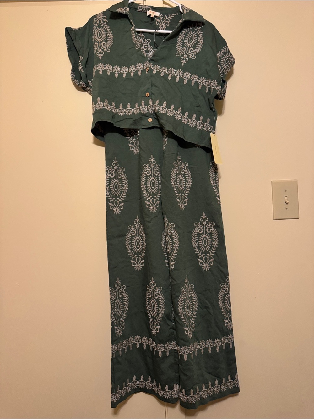 Green Printed Two-Piece Set